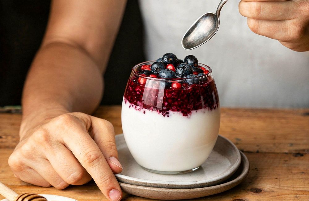 Receitas de iogurte com frutas vermelhas fit e fácil